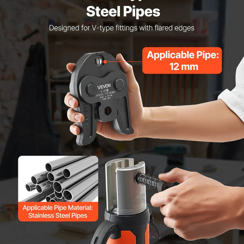 V12 presēšanas uzgalis 12 mm, piemērots V tipa nerūsējošā tērauda caurulēm