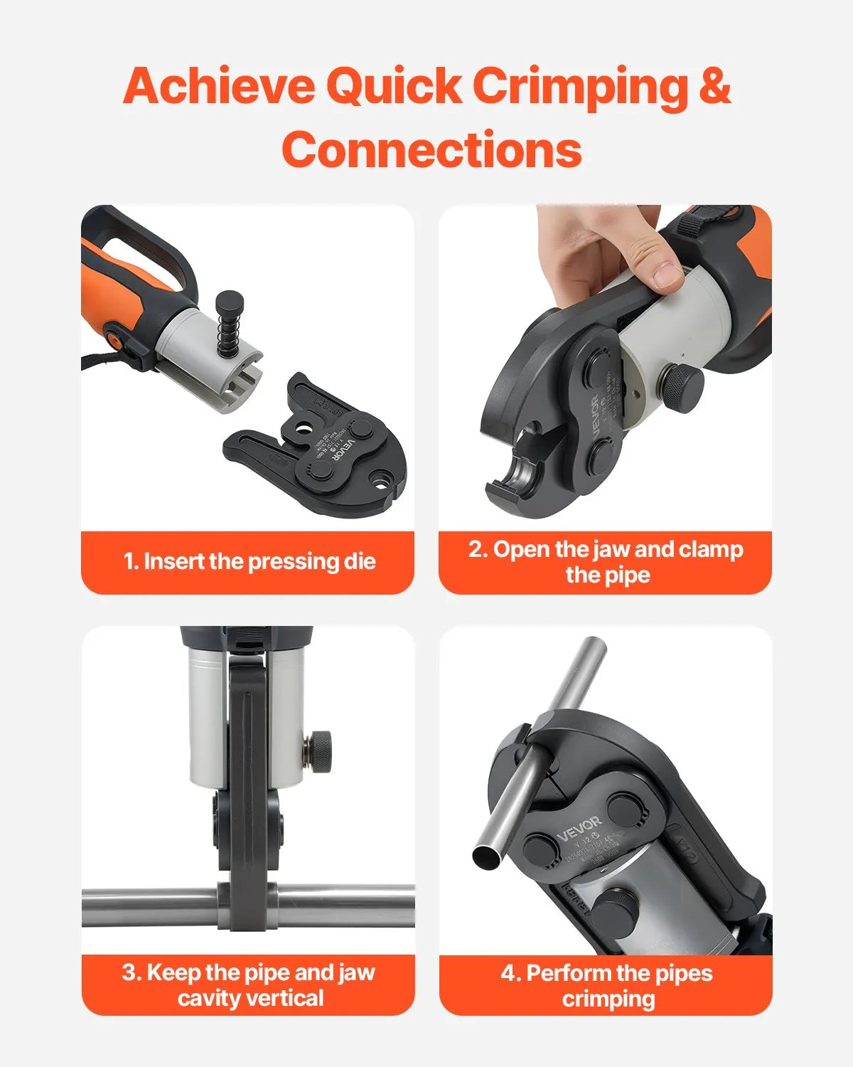 VEVOR V12 Press Fitting 12 mm, Suitable for V-Type Stainless Steel Pipes