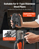 V15 presēšanas uzgalis 15 mm, piemērots V tipa nerūsējošā tērauda caurulēm