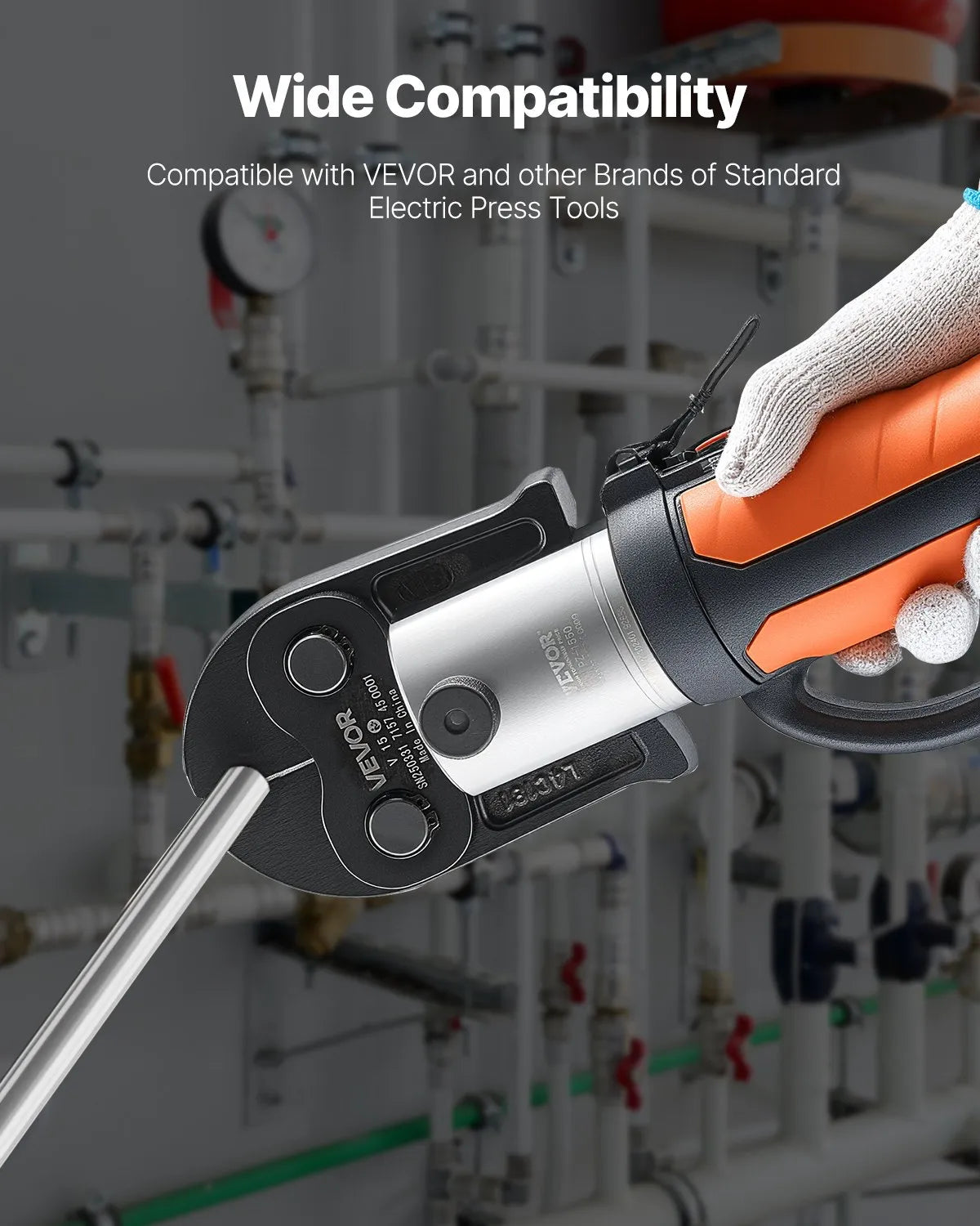 VEVOR V15 Press Fitting, 15 mm, for V-type Stainless Steel Tubes, Made from High-Strength Hardened Steel, Compatible with Standard Press Tools