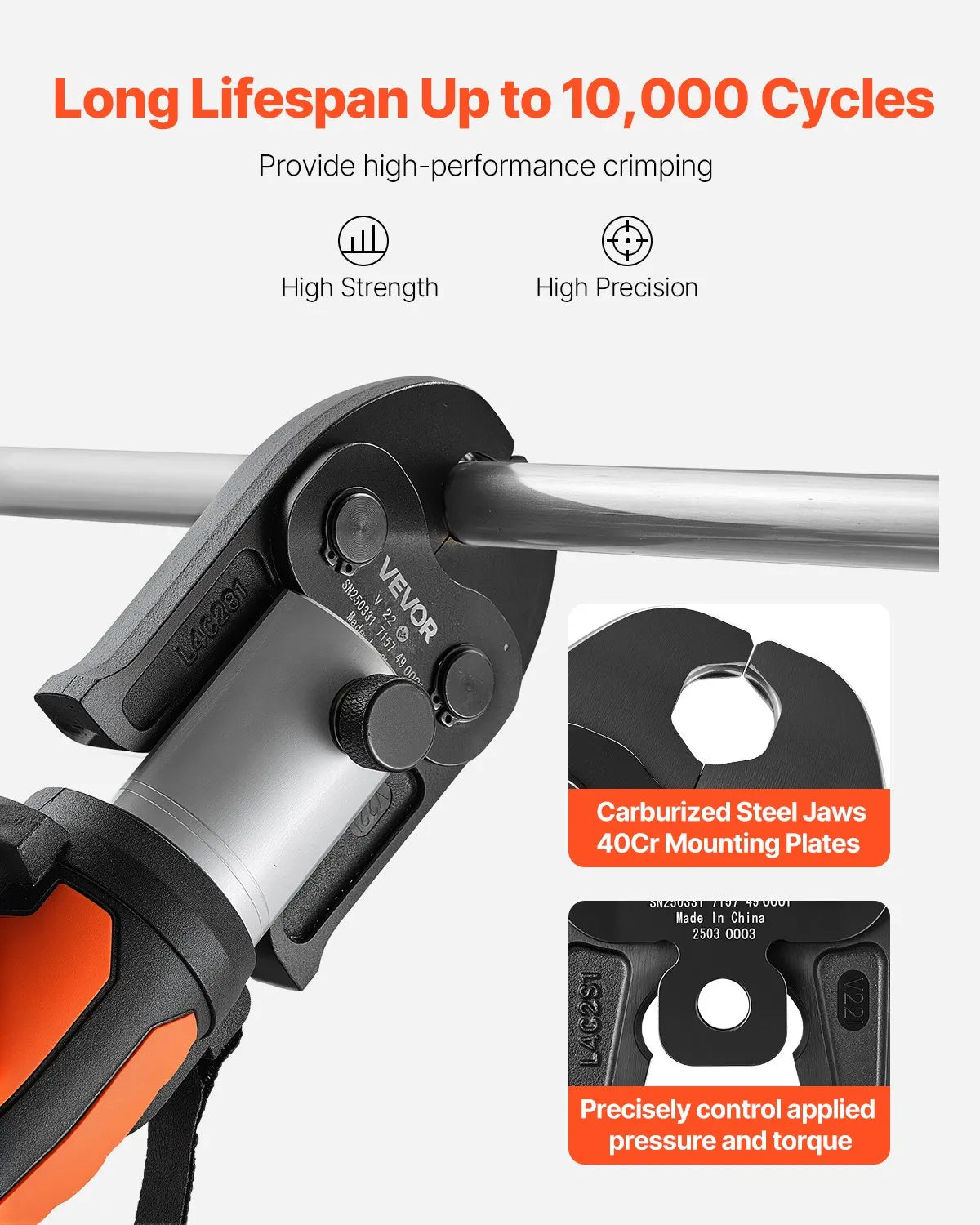 VEVOR Press Fitting V22, 22 mm, for V-type Stainless Steel Pipes, Made from High-Strength Hardened Steel, Compatible with Standard Press Tools