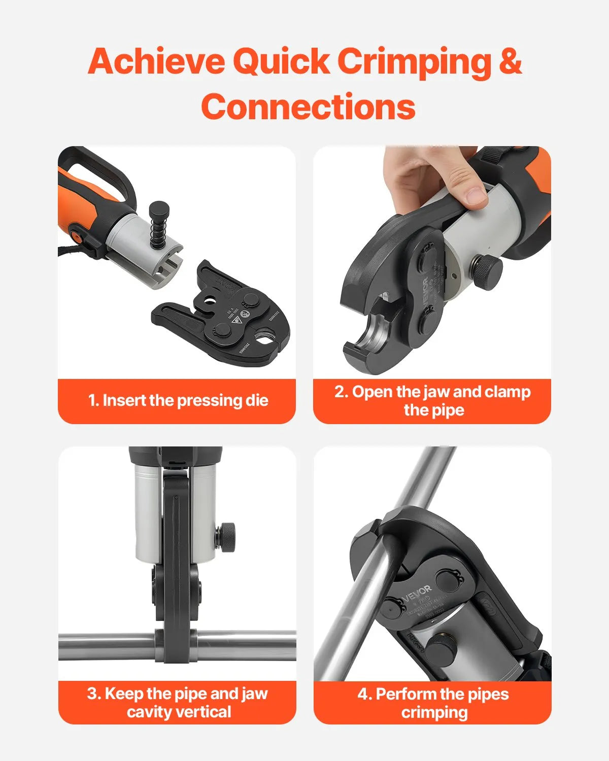 VEVOR Press Fitting V22, 22 mm, for V-type Stainless Steel Pipes, Made from High-Strength Hardened Steel, Compatible with Standard Press Tools