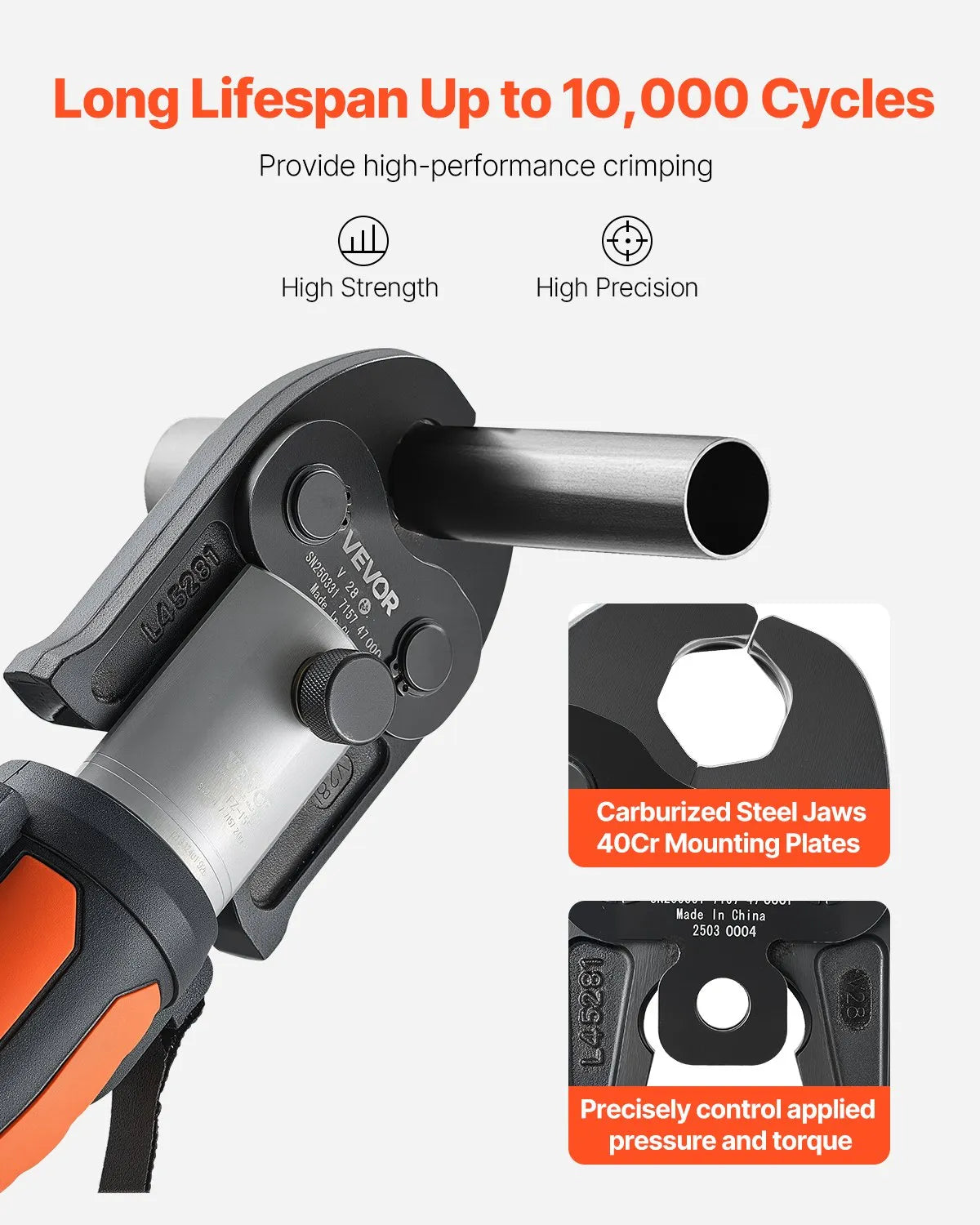 VEVOR Press Fitting V28, 28 mm, for V-type Stainless Steel Pipes, Made from High-Strength Hardened Steel, Compatible with Standard Press Tools