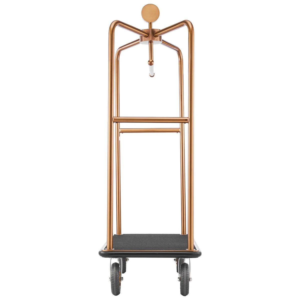 VEVOR Hotel Luggage Trolley 544.3 kg with Stainless Steel Frame, 203 mm Rubber Wheels and Black Mat Platform in Rose Gold