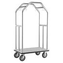 VEVOR viesnīcas bagāžas ratiņi 680,4 kg ar nerūsējošā tērauda rāmi, 203 mm gumijas riteņiem un pelēku paklāja platformu sudraba krāsā