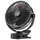 VEVOR pārnēsājams ventilators ar klipsi un uzlādējamu akumulatoru, USB pieslēgvieta, 3 ātrumi un cirkulācijas režīms, spēcīga gaisa plūsma, izturīgs stiprinājums, ilgs darbības laiks galdam, golfa ratiņiem, kempingam, skrejceliņam un birojam, melns - ZEMLETES.LV
