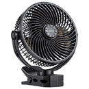 VEVOR pārnēsājams ventilators ar klipsi un uzlādējamu akumulatoru, USB pieslēgvieta, 3 ātrumi un cirkulācijas režīms, spēcīga gaisa plūsma, izturīgs stiprinājums, ilgs darbības laiks galdam, golfa ratiņiem, kempingam, skrejceliņam un birojam, melns - ZEMLETES.LV