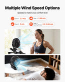 VEVOR pārnēsājams ventilators ar klipsi un uzlādējamu akumulatoru, USB pieslēgvieta, 3 ātrumi un cirkulācijas režīms, spēcīga gaisa plūsma, izturīgs stiprinājums, ilgs darbības laiks galdam, golfa ratiņiem, kempingam, skrejceliņam un birojam, melns - ZEMLETES.LV