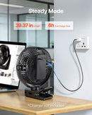 VEVOR pārnēsājams ventilators ar klipsi un uzlādējamu akumulatoru, USB pieslēgvieta, 3 ātrumi un cirkulācijas režīms, spēcīga gaisa plūsma, izturīgs stiprinājums, ilgs darbības laiks galdam, golfa ratiņiem, kempingam, skrejceliņam un birojam, melns - ZEMLETES.LV