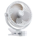 VEVOR portatīvais ventilators ar klipsi, uzlādējams, USB pieslēgums, 3 ātrumi un cirkulācijas režīms, spēcīga gaisa plūsma, izturīgs stiprinājums, piemērots galdam, golfa ratiem, āra kempingam, skrejceliņam un birojam, balts - ZEMLETES.LV