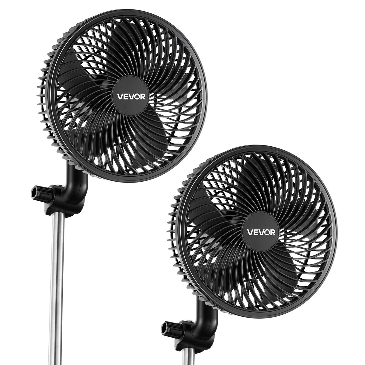 VEVOR augu ventilatori ar klipsi, uzlādējami, USB pieslēgums, 9 ātrumi un cirkulācijas režīms, viedā vadība, oscilējoši, ilgs darbības laiks, hidroponikai un audzēšanas teltīm, melni, 2 gab. - ZEMLETES.LV