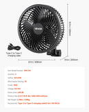 VEVOR augu ventilatori ar klipsi, uzlādējami, USB pieslēgums, 9 ātrumi un cirkulācijas režīms, viedā vadība, oscilējoši, ilgs darbības laiks, hidroponikai un audzēšanas teltīm, melni, 2 gab. - ZEMLETES.LV