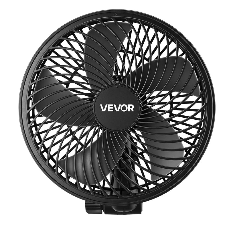 VEVOR augu ventilators ar klipsi, uzlādējams, USB pieslēgums, 9 ātrumi un cirkulācijas režīms, viedā vadība, oscilējošs, ilgs darbības laiks, hidroponikai un audzēšanas teltīm, melns, 1 gab. - ZEMLETES.LV