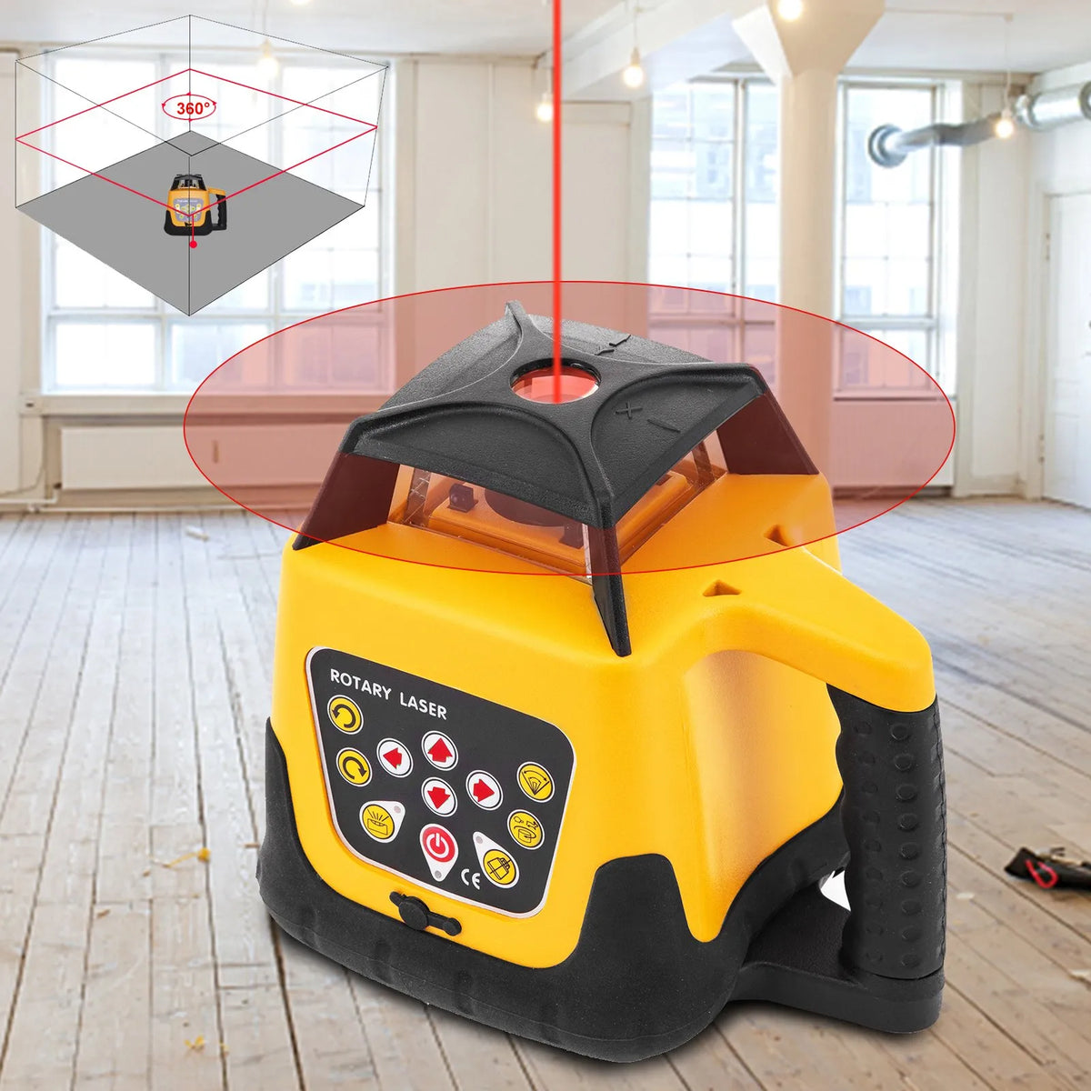 VEVOR Rotating Laser Level Kit with Red Beam, Digital Self-Levelling, Working Range up to 500 m, with Receiver, Remote Control and Carrying Case