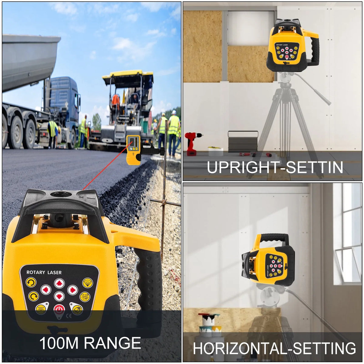 VEVOR Rotating Laser Level Kit with Red Beam, Digital Self-Levelling, Working Range up to 500 m, with Receiver, Remote Control and Carrying Case