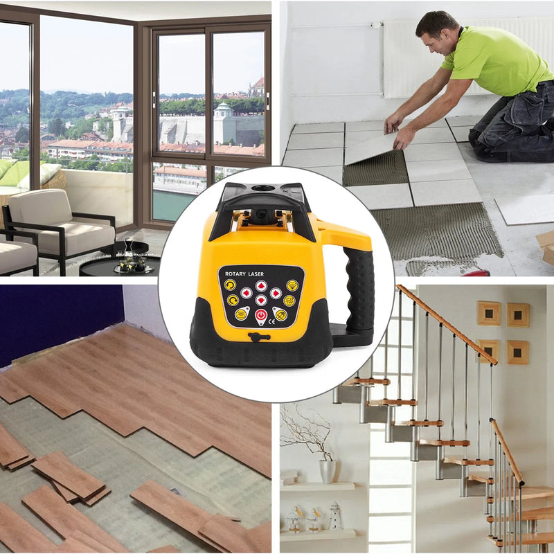 VEVOR rotējošā lāzera niveliera komplekts ar sarkano staru, digitāls pašnivelējošs, darbības diapazons līdz 500 m, ar uztvērēju, tālvadības pulti un transportēšanas koferi