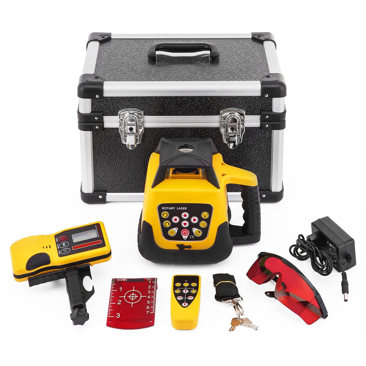 VEVOR Rotating Laser Level Kit with Red Beam, Digital Self-Levelling, Working Range up to 500 m, with Receiver, Remote Control and Carrying Case