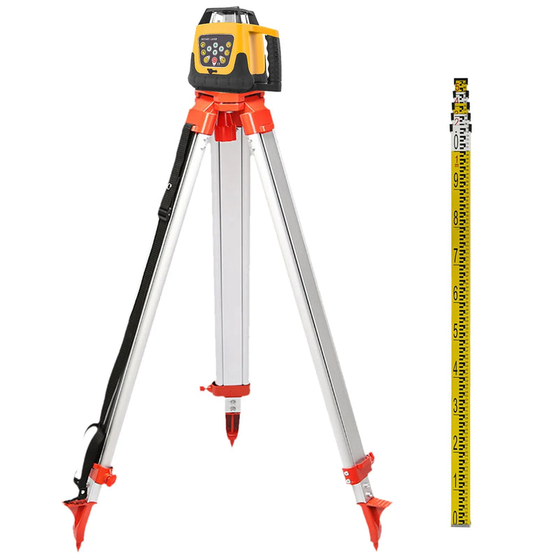 Rotācijas zaļā lāzera komplekts, 500 m + 1,65 m alumīnija statīvs + 5 m lāzera mērstienis