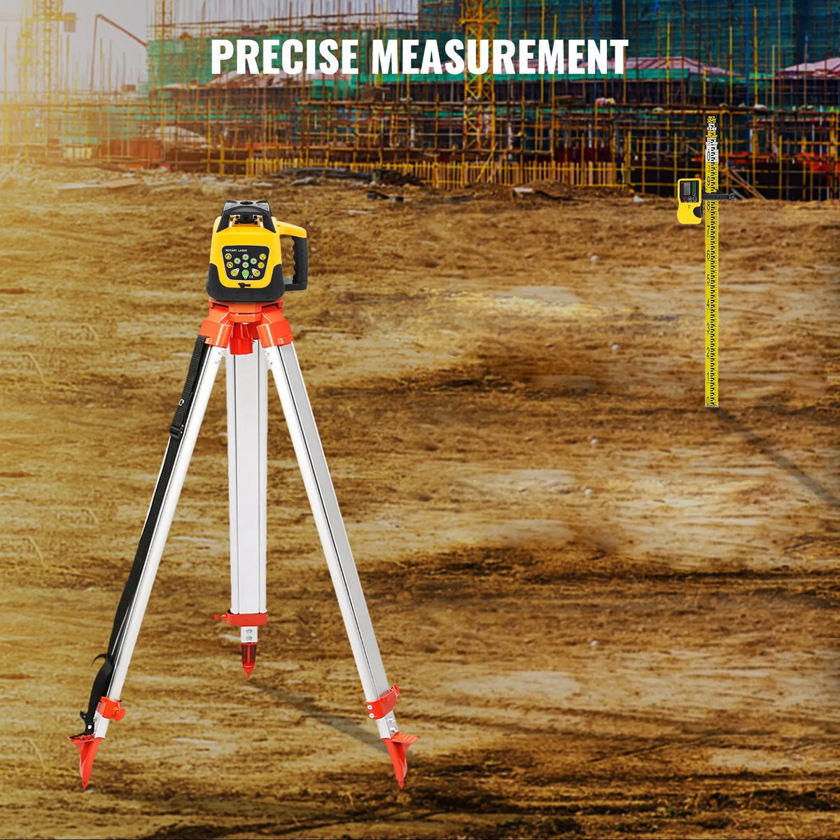 VEVOR Rotary Green Laser Level Kit, 500 m + 1.65 m Aluminium Tripod + 5 m Laser Measuring Tape