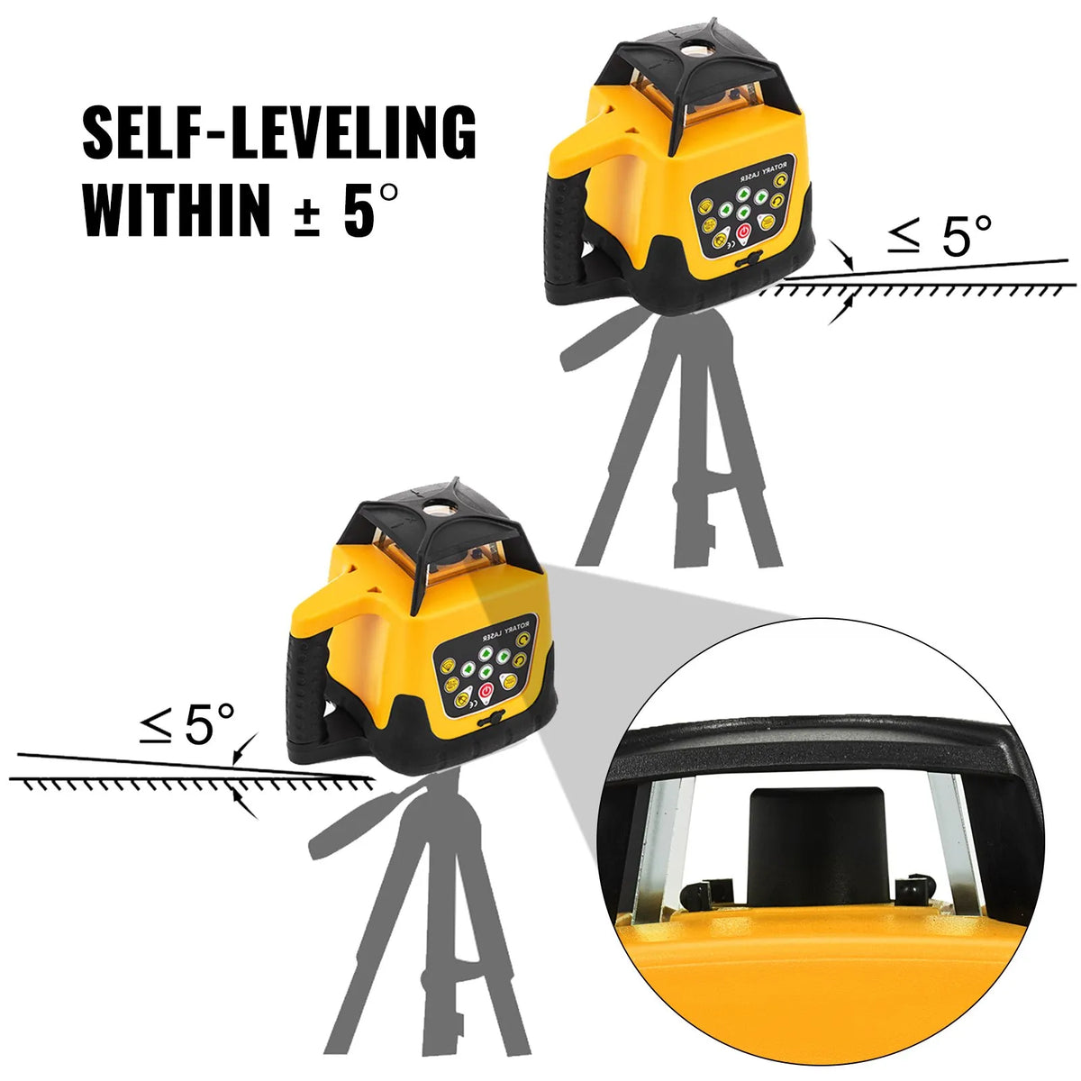 VEVOR Rotating Green Laser Level, 500 m Working Range, Adjustable Slope, 360° Rotation, High Precision, Includes Remote Control, Receiver and Carrying Case