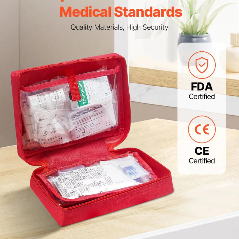 Pirmās palīdzības komplekts, 420 vienības, neatliekamās medicīnas piederumi mājai, automašīnai, birojam, ceļošanai, kempingam, kravas automašīnai, pārgājieniem, sportam, transportlīdzekļiem un āra ārkārtas situācijām.