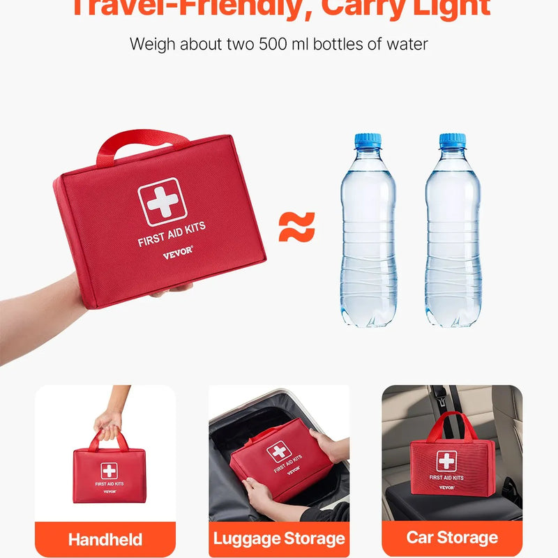 Pirmās palīdzības komplekts, 420 vienības, neatliekamās medicīnas piederumi mājai, automašīnai, birojam, ceļošanai, kempingam, kravas automašīnai, pārgājieniem, sportam, transportlīdzekļiem un āra ārkārtas situācijām.