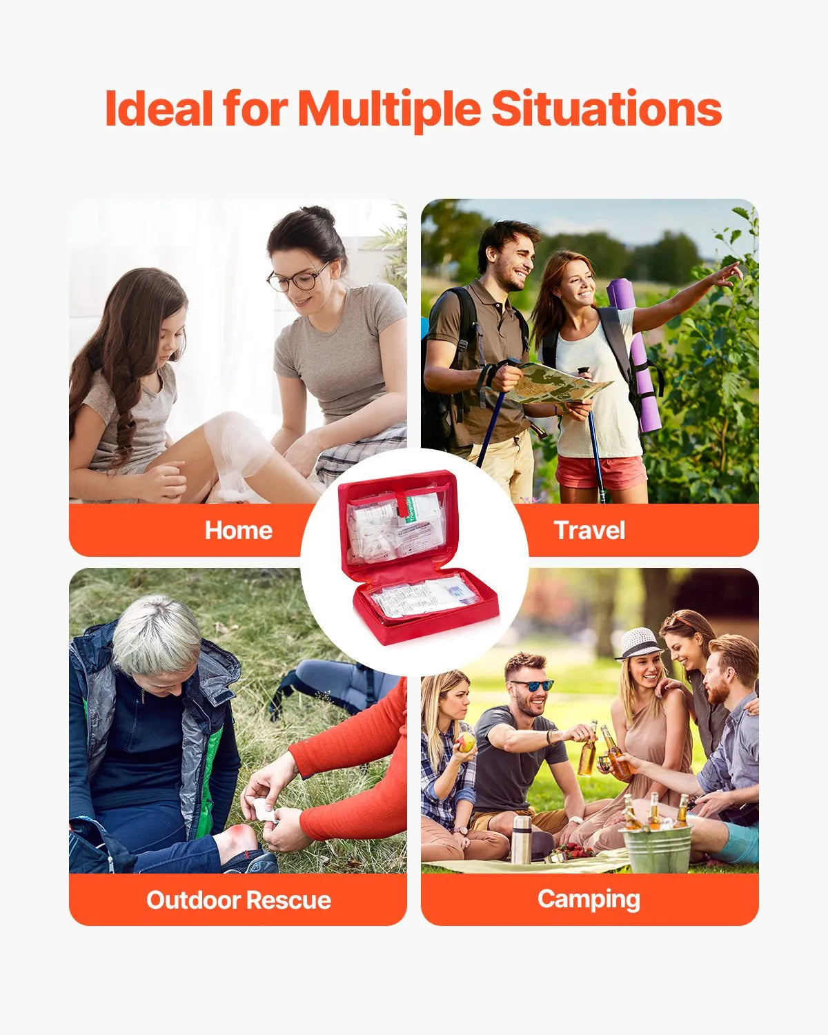 First Aid Kit, 420 Units, Emergency Medical Supplies for Home, Car, Office, Travel, Camping, Truck, Hiking, Sports, Vehicles and Outdoor Emergencies