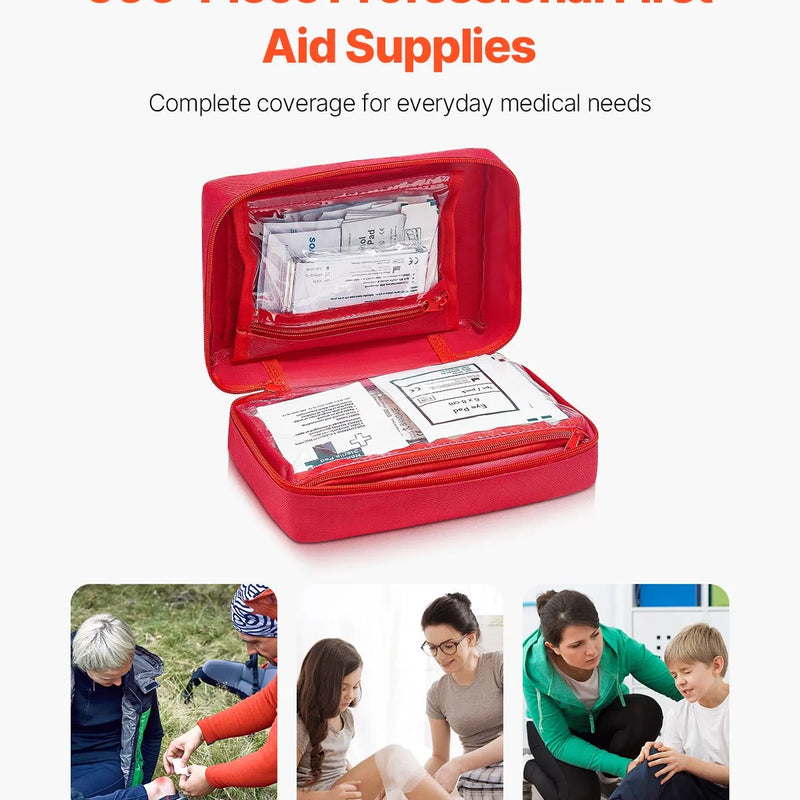 Pirmās palīdzības komplekts, 500 vienības, neatliekamās medicīnas piederumi mājai, automašīnai, birojam, ceļošanai, kempingam, kravas automašīnai, pārgājieniem, sportam, transportlīdzekļiem un āra ārkārtas situācijām.