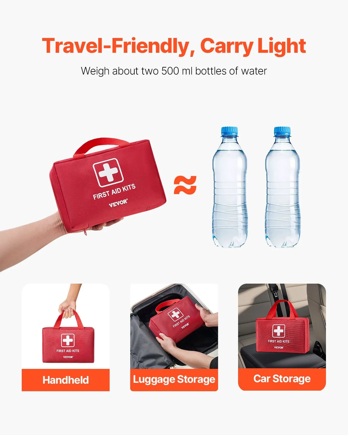 First Aid Kit, 500 Units, Emergency Medical Supplies for Home, Car, Office, Travel, Camping, Truck, Hiking, Sports, Vehicles and Outdoor Emergencies
