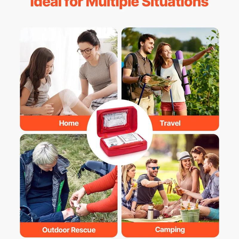 Pirmās palīdzības komplekts, 500 vienības, neatliekamās medicīnas piederumi mājai, automašīnai, birojam, ceļošanai, kempingam, kravas automašīnai, pārgājieniem, sportam, transportlīdzekļiem un āra ārkārtas situācijām.