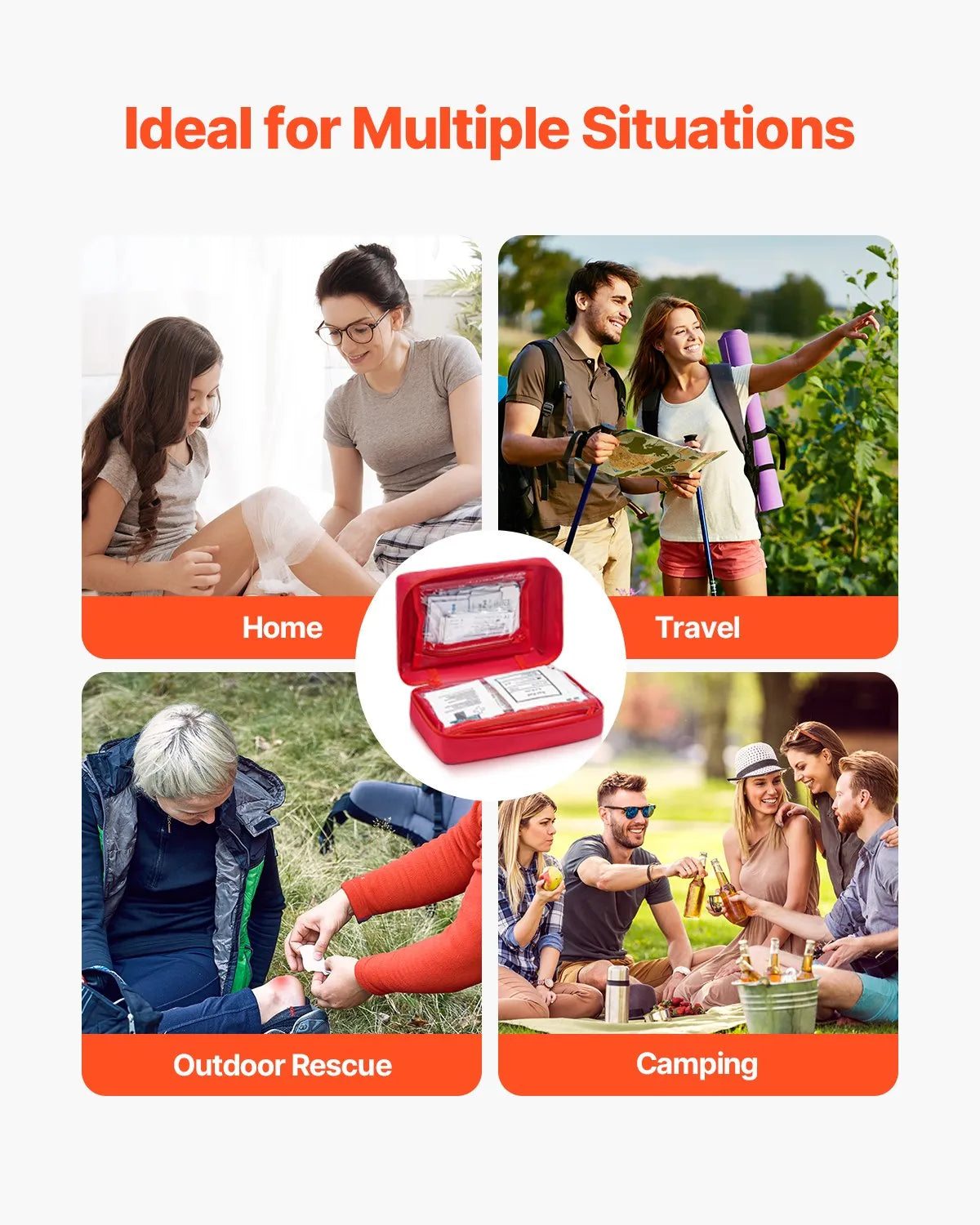 First Aid Kit, 500 Units, Emergency Medical Supplies for Home, Car, Office, Travel, Camping, Truck, Hiking, Sports, Vehicles and Outdoor Emergencies