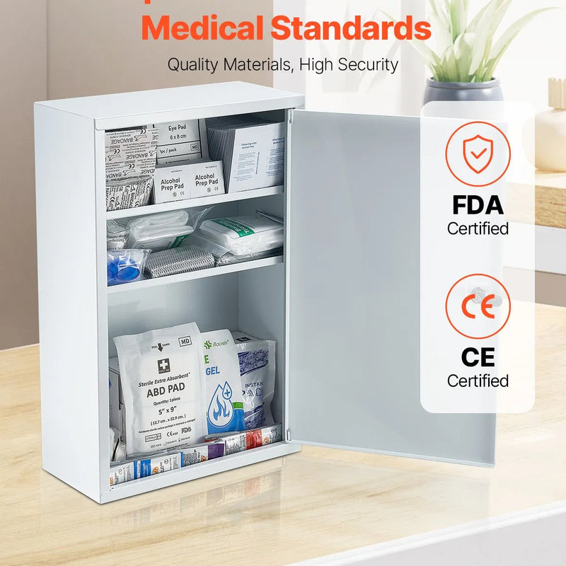 3 plauktu pirmās palīdzības skapis, 1000 vienības, liela ietilpība, pie sienas stiprināms medicīnas skapis, OSHA & ANSI 2015 (Class A), rūpnieciskais neatliekamās palīdzības metāla skapis uzņēmumiem un darba vietām