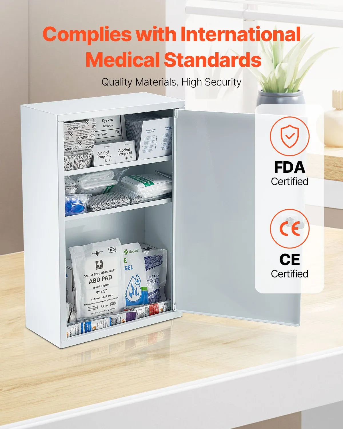 3-Shelf First Aid Cabinet, 1000 Units, Large Capacity Wall-Mounted Medical Cabinet, OSHA & ANSI 2015 (Class A), Industrial Emergency Metal Cabinet for Businesses and Workplaces