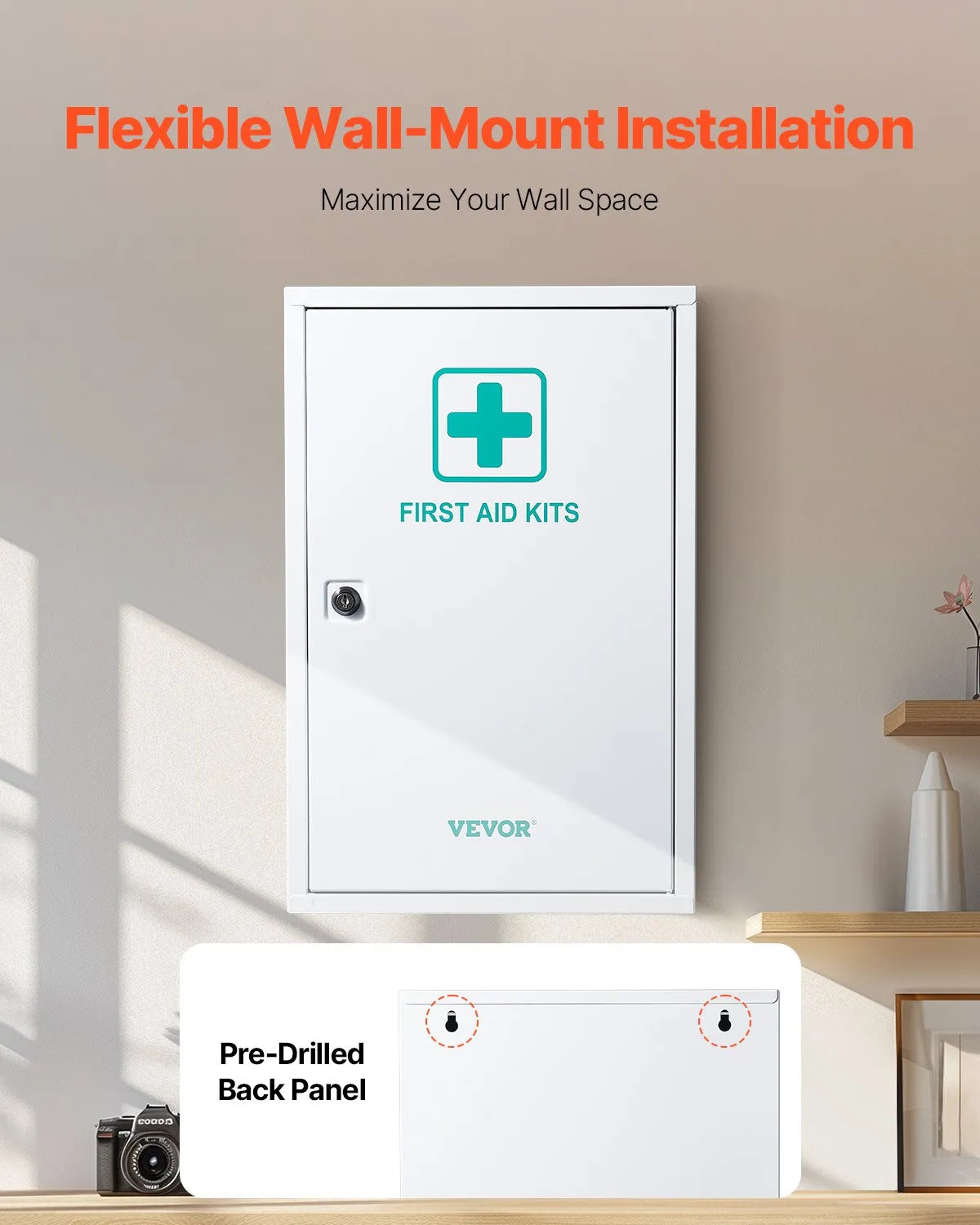 3-Shelf First Aid Cabinet, 1000 Units, Large Capacity Wall-Mounted Medical Cabinet, OSHA & ANSI 2015 (Class A), Industrial Emergency Metal Cabinet for Businesses and Workplaces