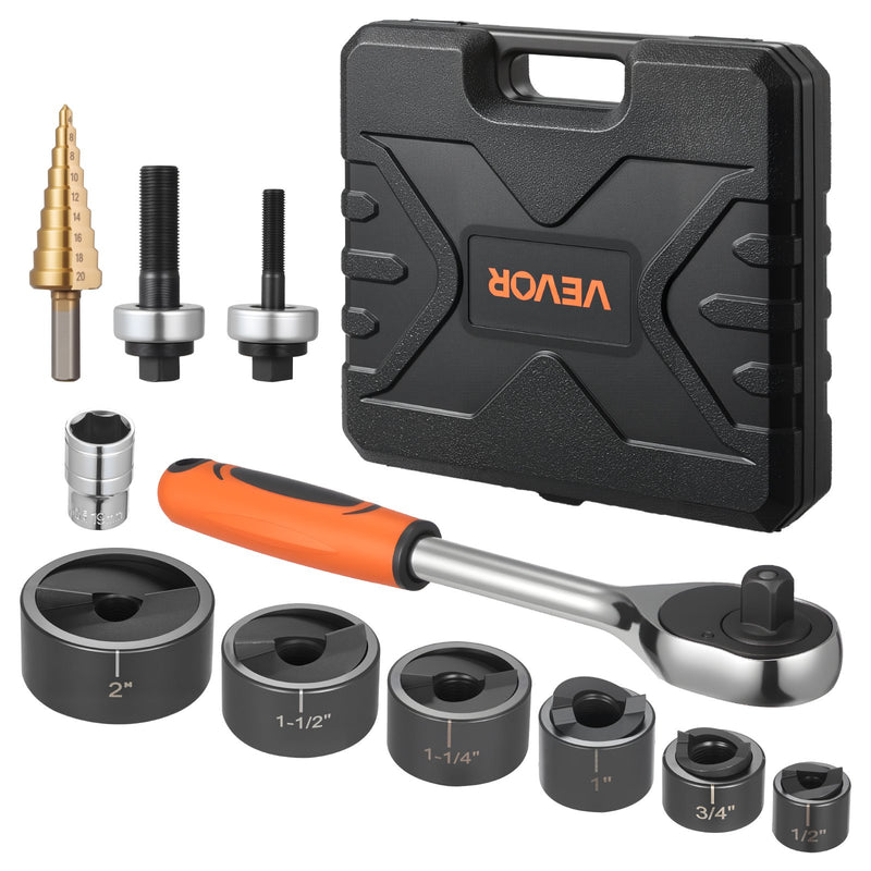 VEVOR sprūdrata caurumu izsišanas instrumentu komplekts SLUG-Buster, caurumu diametrs 12,7–50,8 mm, ar 6 matricām, 40Cr tērauds, alumīnijam, mīkstajam tēraudam, stikla šķiedrai un plastmasai