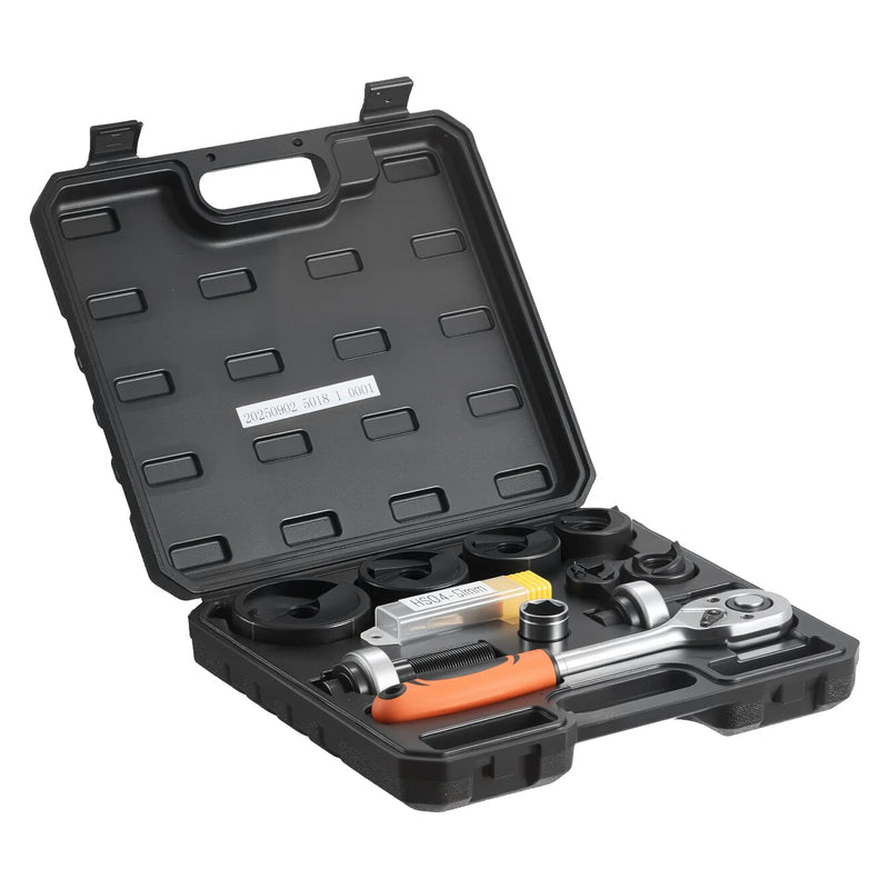 VEVOR sprūdrata caurumu izsišanas instrumentu komplekts SLUG-Buster, caurumu diametrs 12,7–50,8 mm, ar 6 matricām, 40Cr tērauds, alumīnijam, mīkstajam tēraudam, stikla šķiedrai un plastmasai