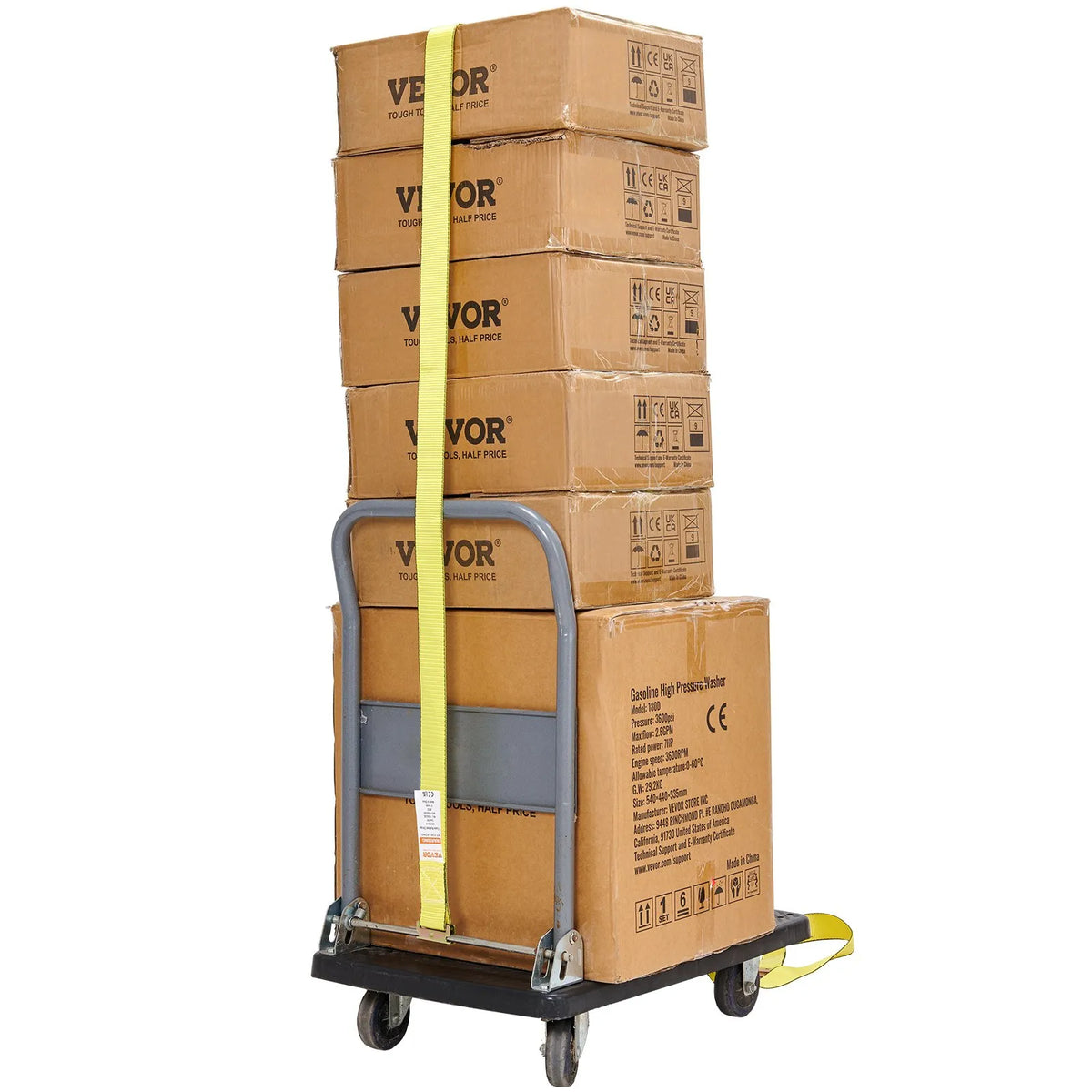 Ratchet Tie-Down Strap Set, 8 Pieces, 1995.8 kg Breaking Strength, E-Track Endless Ratchet Straps 50 mm × 4.6 m, Heavy-Duty, for Cargo, Appliance and Garden Equipment Securing