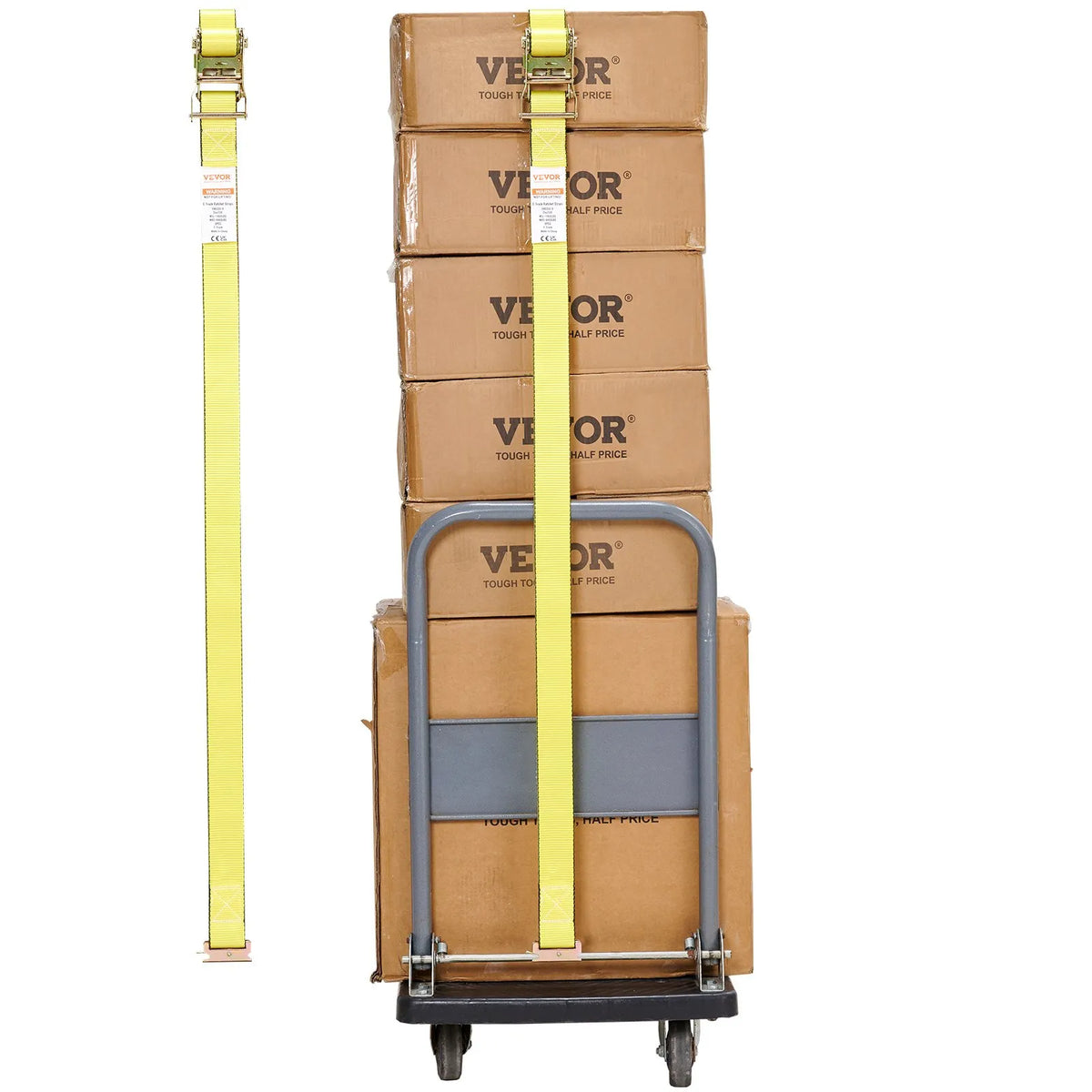 Ratchet Tie-Down Strap Set, 8 Pieces, 1995.8 kg Breaking Strength, E-Track Endless Ratchet Straps 50 mm × 4.6 m, Heavy-Duty, for Cargo, Appliance and Garden Equipment Securing