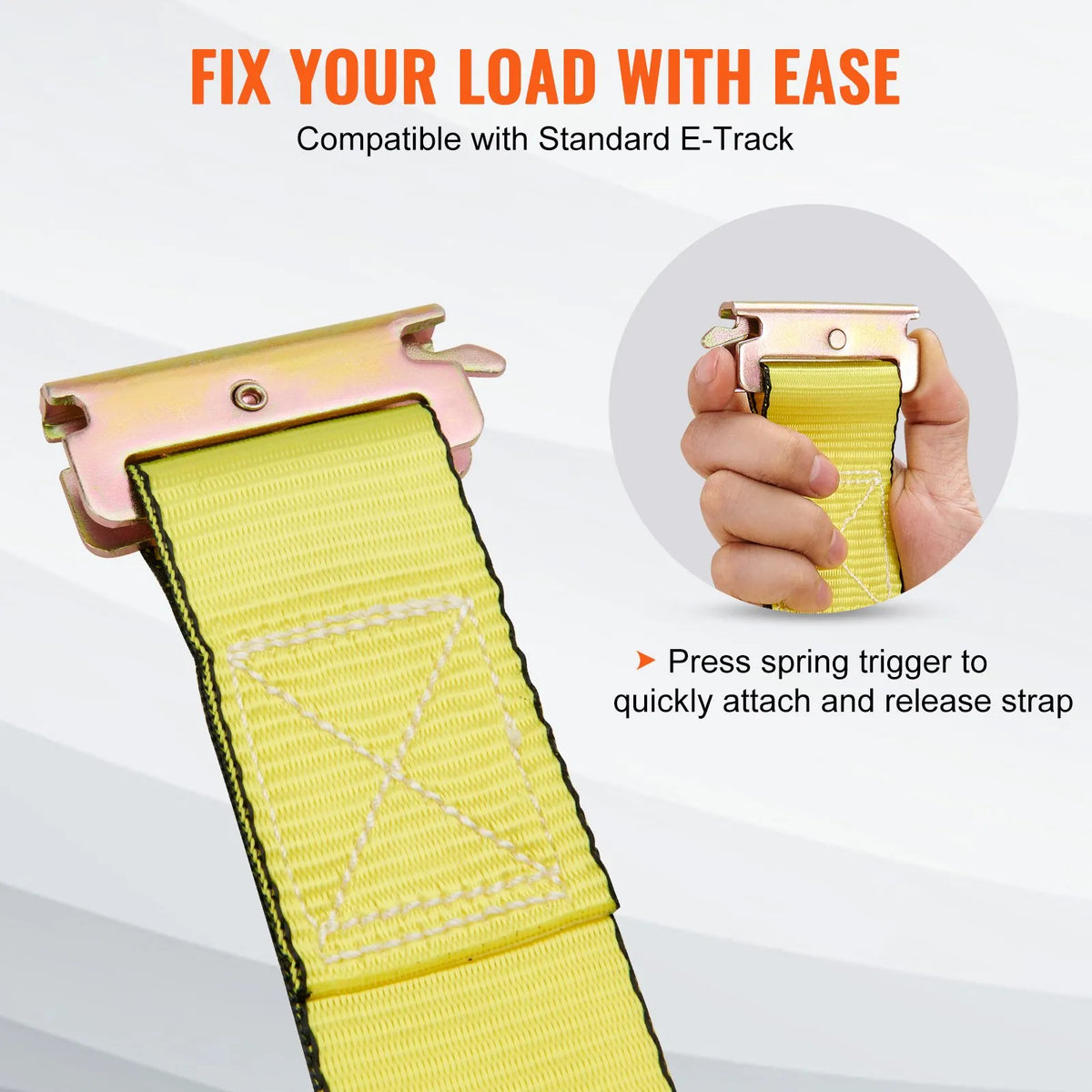 Ratchet Tie-Down Strap Set, 8 Pieces, 1995.8 kg Breaking Strength, E-Track Endless Ratchet Straps 50 mm × 4.6 m, Heavy-Duty, for Cargo, Appliance and Garden Equipment Securing