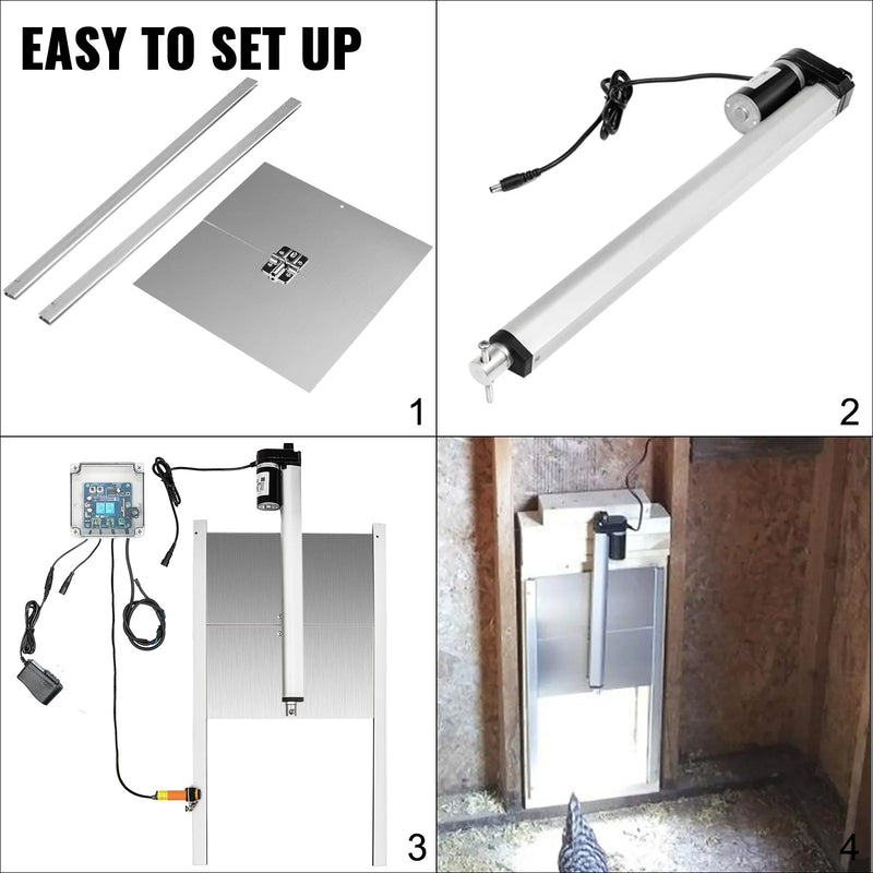 VEVOR automātiskais durvju atvēršanas komplekts putnu kūtīm, 32 × 30 cm durvis ar infrasarkano detekciju, drošībai pret vistas, pīles un zosis iespiešanos