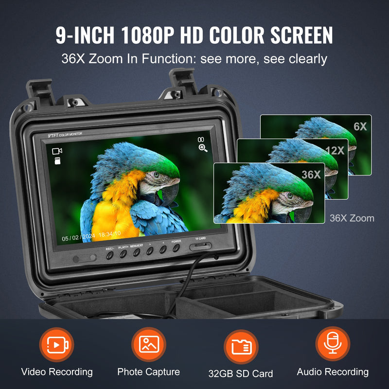 VEVOR Kanalizācijas kamera 50 m pašlīmeņojoša drenāžas kamera ar 22,86 cm ekrānu un 36x tālummaiņu