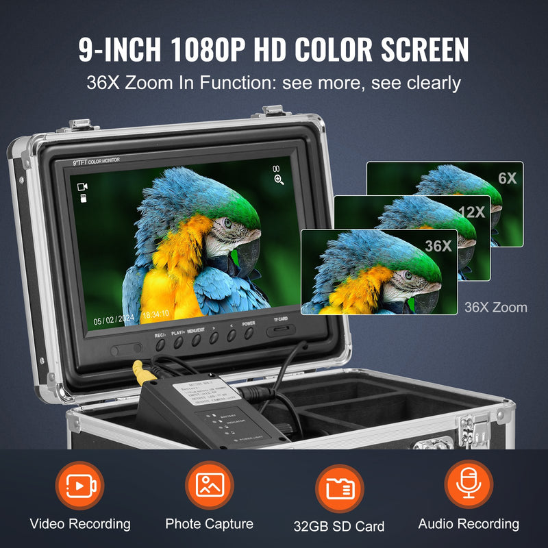 VEVOR kanalizācijas kamera 30 m pašlīmeņojoša drenāžas cauruļvadu kamera ar 512Hz lokatoru