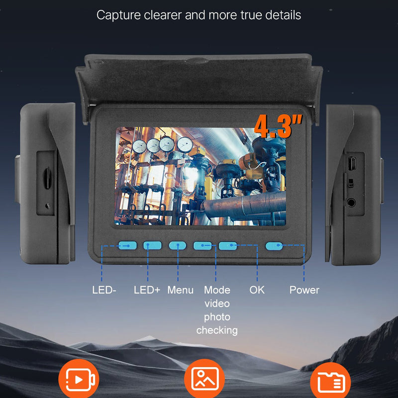 VEVOR kanalizācijas kamera 50 m, 10,92 cm kanālu kamera ar 6 regulējamām LED gaismām un 16GB atmiņas karte