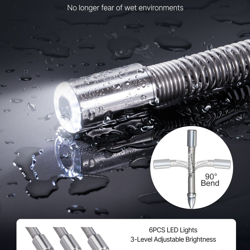 VEVOR kanalizācijas kamera 50 m, 10,92 cm kanālu kamera ar 6 regulējamām LED gaismām un 16GB atmiņas karte