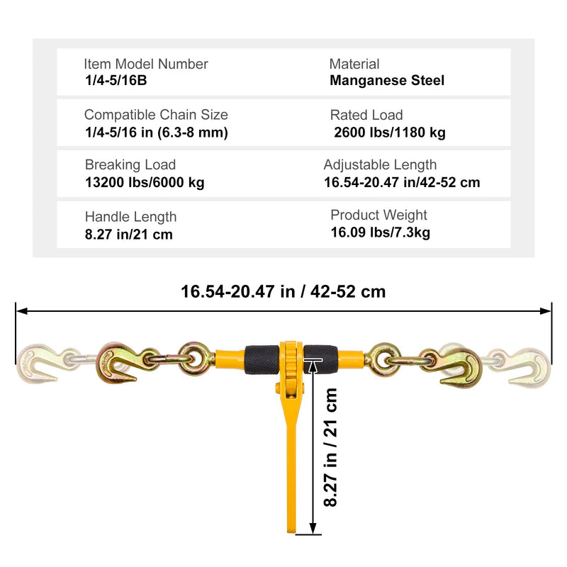 VEVOR sprūdrata ķēdes spriegotājs 6-8 mm, 1180 kg slodzes Ierobežojums, 4 gab.