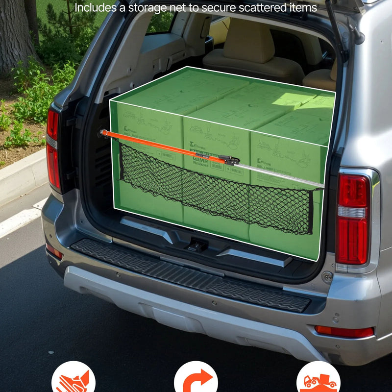 VEVOR kravas fiksēšanas stienis ar sprūdrata mehānismu, regulējams 1016–1854 mm, pastiprināta tērauda teleskopiska kravas bloķēšanas sistēma ar neslīdošiem atbalsta spilventiņiem, paredzēta SUV un vieglajiem automobiļiem