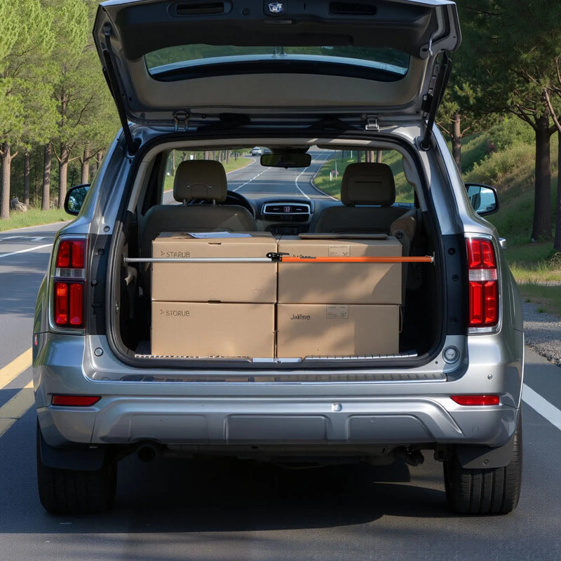 VEVOR kravas fiksēšanas stienis ar sprūdrata mehānismu, regulējams 1016–1854 mm, pastiprināta tērauda teleskopiska kravas bloķēšanas sistēma ar neslīdošiem atbalsta spilventiņiem, paredzēta SUV un vieglajiem automobiļiem