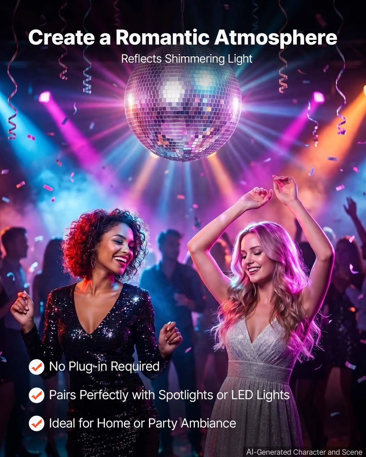 VEVOR 400 mm Silver Mirror Ball with Hanging Ring