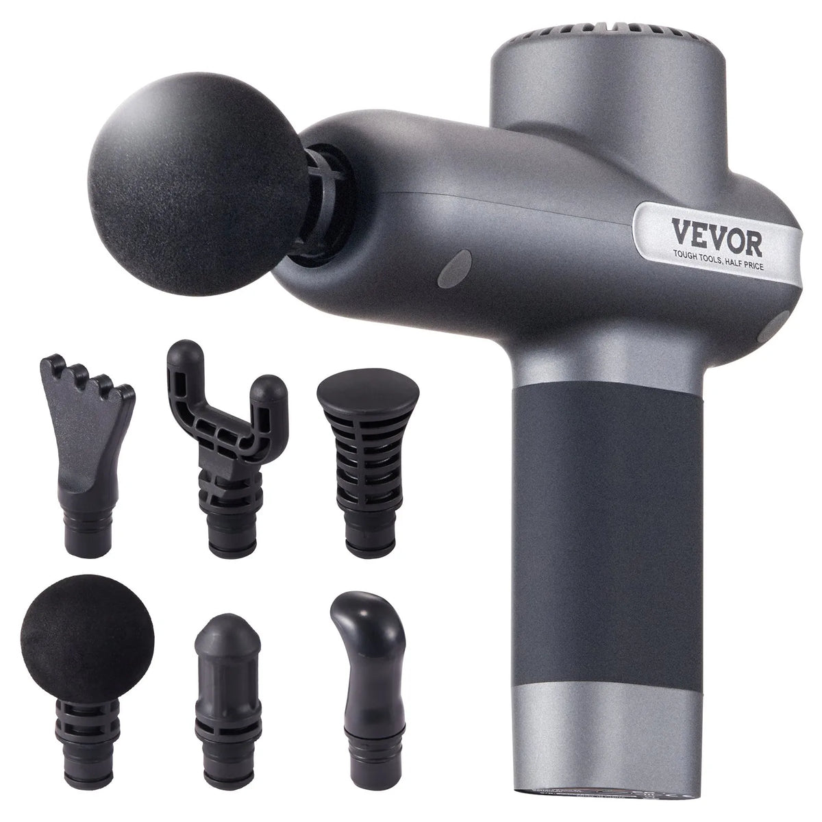 VEVOR mini massage gun, percussion muscle massage device for athletes with 5 speed levels and 6 massage heads, 7.4 V 2500 mAh battery, compact handheld massage gun for pain relief and muscle relaxation