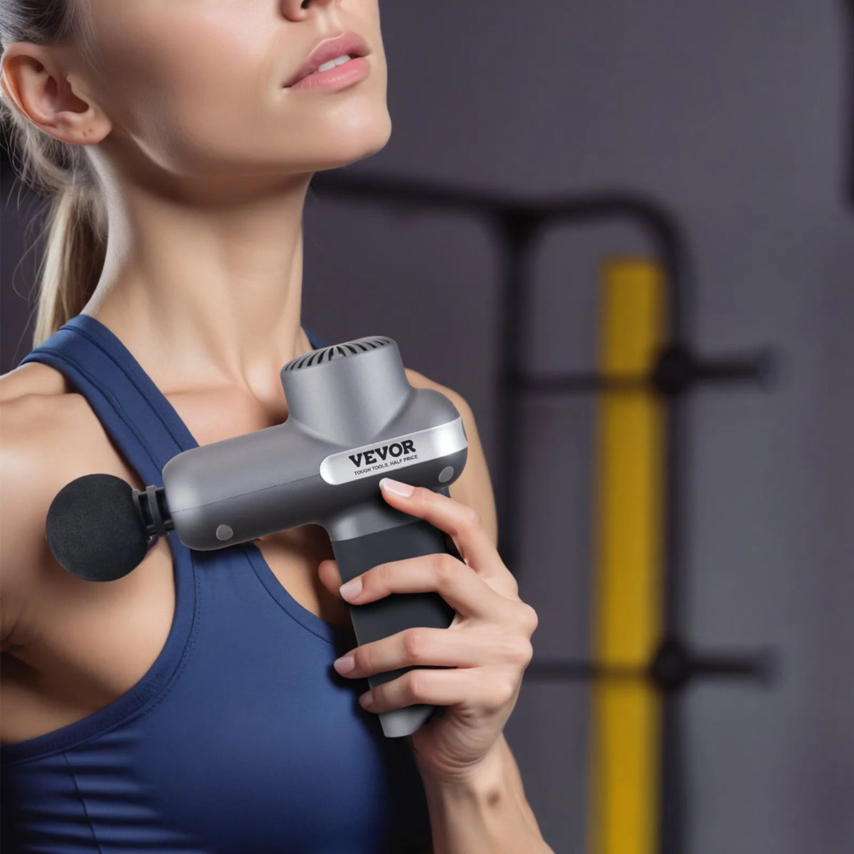 VEVOR mini massage gun, percussion muscle massage device for athletes with 5 speed levels and 6 massage heads, 7.4 V 2500 mAh battery, compact handheld massage gun for pain relief and muscle relaxation